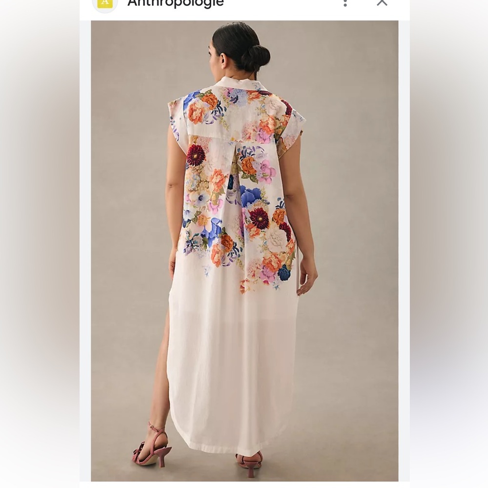 Maeve Floral High-Low Shirt Dress from Anthropologie Size L